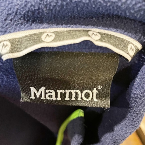 Marmot Fleece Long Sleeve Full Zip Jacket Blue with Green Accents Size Medium - Picture 9 of 13